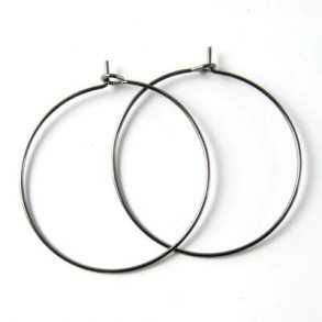 Hoop earring, oxidised brass, 30x0.7mm, 6pcs.