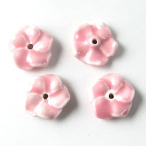 Ceramic flower, rockrose, pink, 14mm, 2pcs.