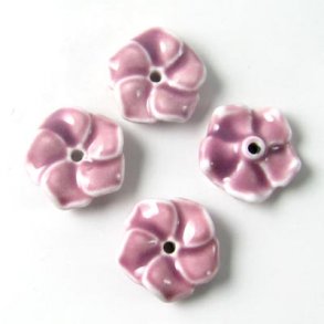 Ceramic flower, rockrose, purple, 14mm, 2pcs.