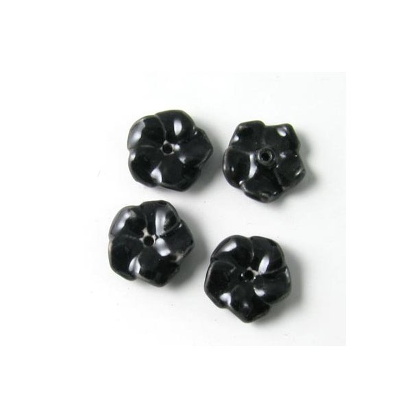 Keramikblumen, schwarz, 14 mm, 2 Stk.