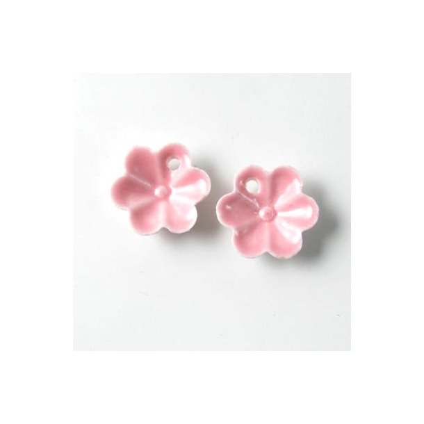 Keramikblumen, klassisch, 6-Blatt, rosa, 14 mm, 2 Stk.