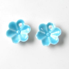 Keramikblumen, klassisch, 6-Blatt, hellblau, 14 mm, 2 Stk.