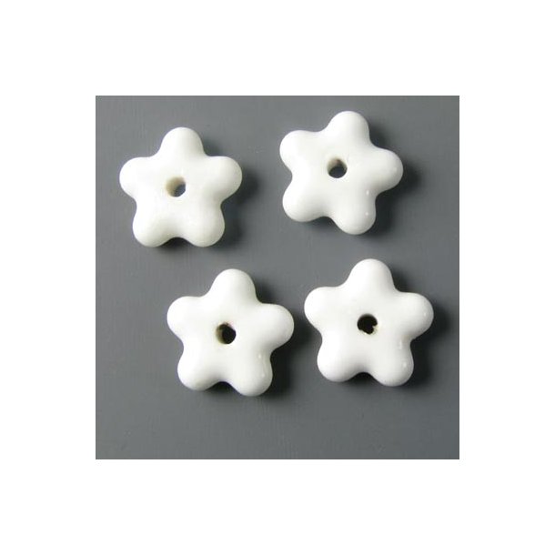 Keramikstjerne, simpel, hvid, 15 mm, 2 stk
