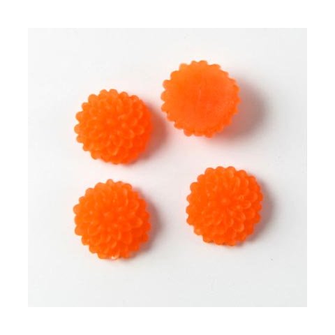 Resin, lille dahlia, frosted orange, 10x5mm, 4 stk