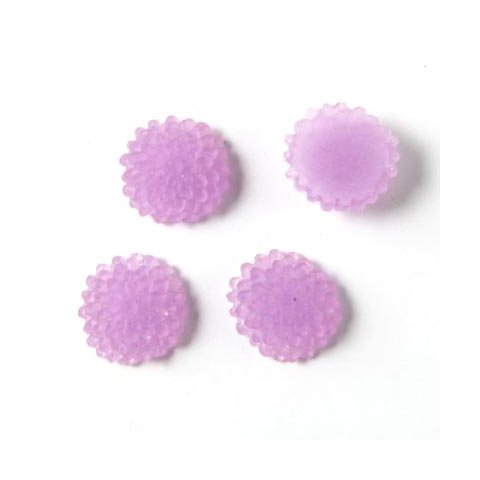 Resin, lille dahlia, frosted lilla, 10x5 mm,4 stk