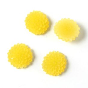 Resin, Dahlien, klein, gefrostet, gelb, 10x5 mm, 4 Stk.