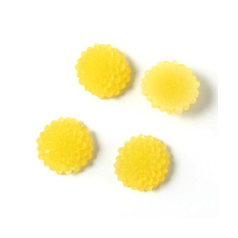 Resin, Dahlien, klein, gefrostet, gelb, 10x5 mm, 4 Stk.