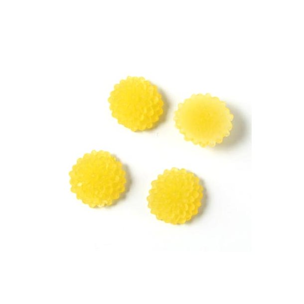 Resin, Dahlien, klein, gefrostet, gelb, 10x5 mm, 4 Stk.