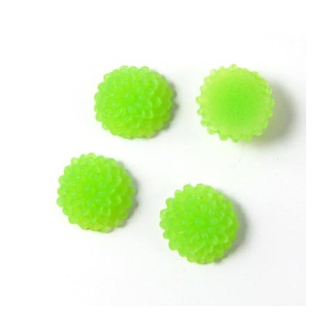 Resin, lille dahlia, frosted gr&oslash;n, 10x5 mm,4 stk