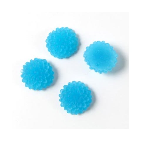 Resin, lille dahlia, frosted bl&aring;, 10x5 mm,4 stk