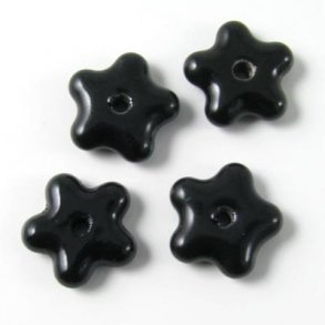 Ceramic star, simple, black, 15mm, 2pcs.