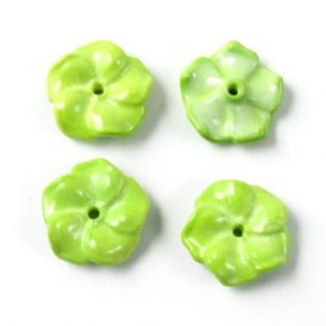 Ceramic flower, rockrose, light green, 14mm, 2pcs.