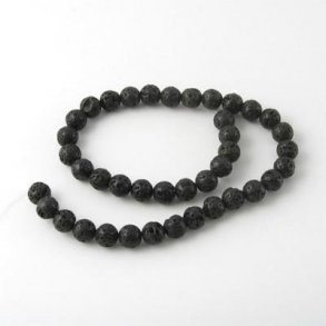 Lava bead, entire strand of beads, black, round, 4mm, 95pcs.