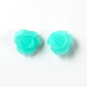 Resin, Rosen, gefrostet, türkis, 10x8 mm, 2 Stk.