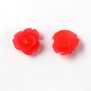 Resin, Rosen, gefrostet, rot, 10x8 mm, 2 Stk.