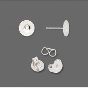 Ohrstecker mit groer Platte, versilbert, Plattendurchmesser 10 mm, 6 Stk.