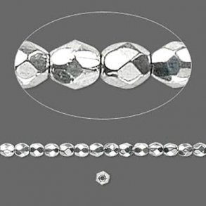 Glas, silber, facettiert, 4 mm, 1 Strang, ca. 95 Stk.
