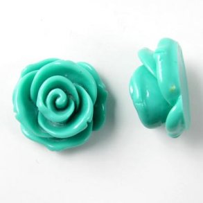 Resin, Rose, groß, türkis, 23x13 mm, 1 Stk.