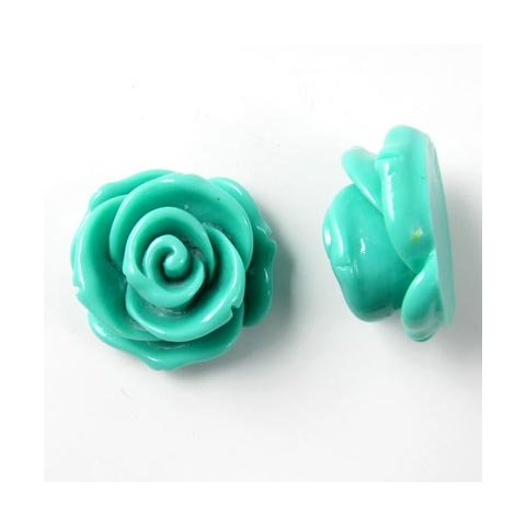 Resin, stor rose, turkis, 23x13 mm, 1 stk.