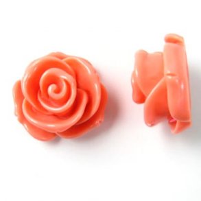 Resin, Rose, groß, korallfarben, 23x13 mm, 1 Stk.