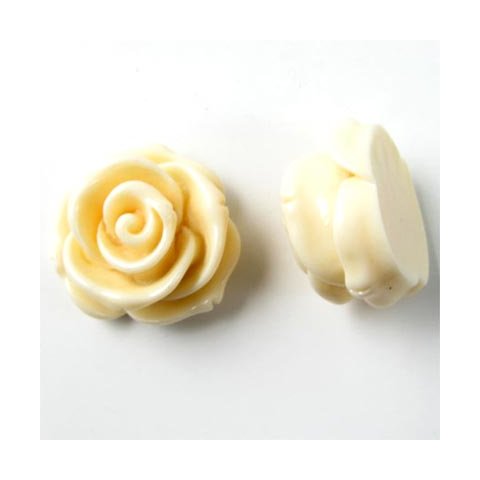 Resin, Rose, gro&szlig;, beige, 23x13 mm, 1 Stk.
