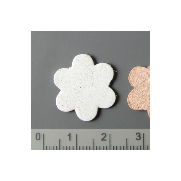 Skind-blomst, hvid/ufarvet, 20 mm, 2 stk.