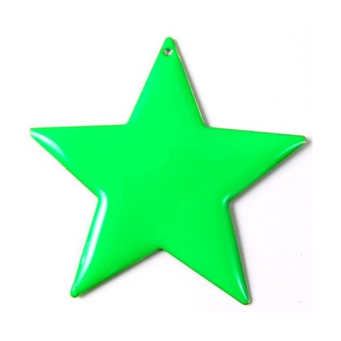 Enamel star, x-large, light green, silvered, 60mm, 1pc.
