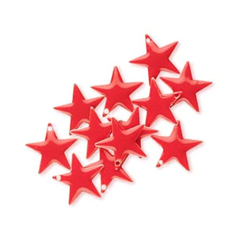 Emaille-Sterne, rot, versilberter Rand, 17 mm, 2 Stk.