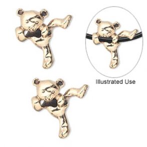 Anhänger, Teddybär, vergoldetes Zinn, 19mm, 1 Stk.