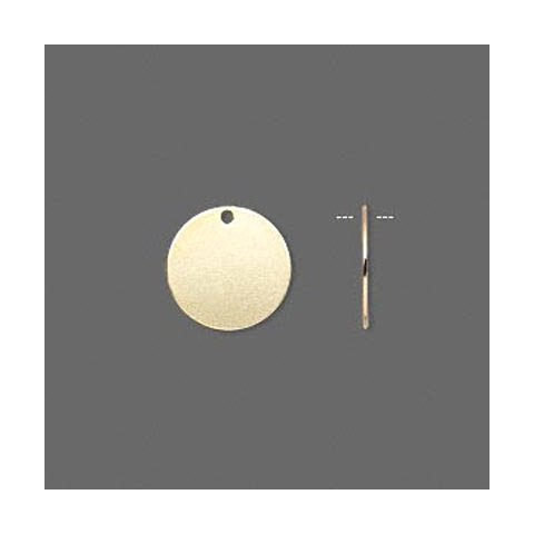 Forgyldt blank messingmnt med hul i kant, 12 mm, 6 stk