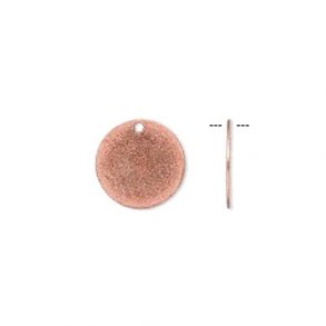 Copper coin, w. hole size at the edge, smooth surface, diameter 12mm, 6pcs.