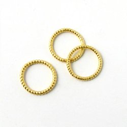 Vergoldete Messingringe, gewunden, offen, 15x1,2 mm, 6 Stk.