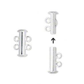 Slide lock for 2-strand necklace, silver-plated, 16x6mm 1pc.