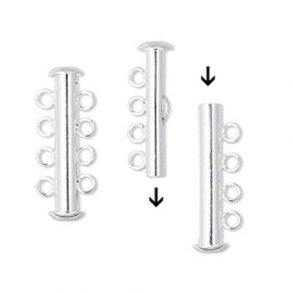 Schiebeverschluss fr Halskette mit 4 Strnge, versilbert, 26x6 mm 1 Stk.