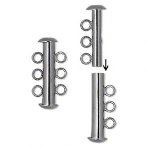 Schiebeverschluss für Halskette mit 3 Stränge, Gunmetal, 21x6 mm 1 Stk.