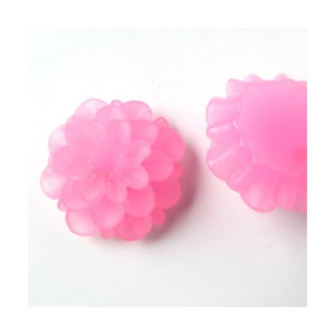 Resin, dahlia, stor frosted pink, 20x12 mm, 1 stk