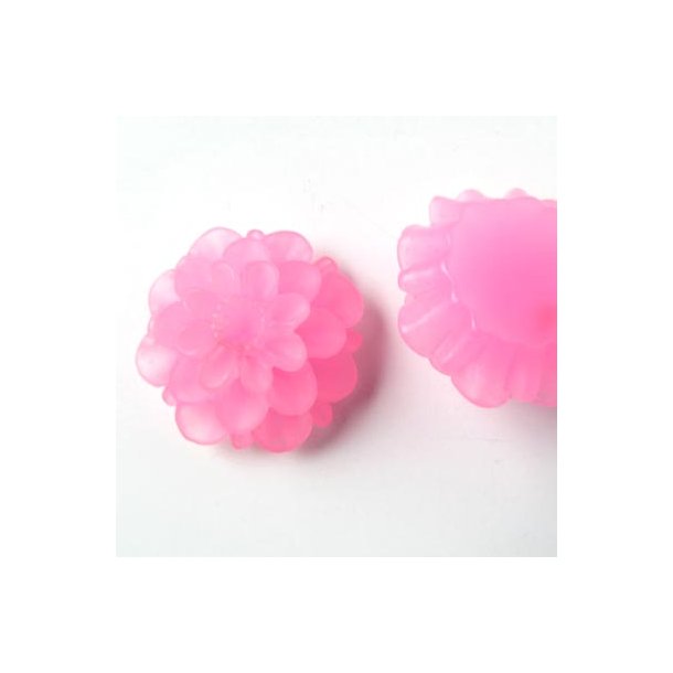 Resin, dahlia, stor frosted pink, 20x12 mm, 1 stk