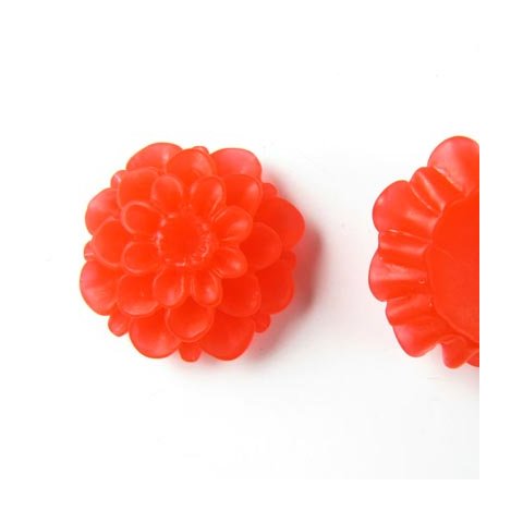 Resin dahlia, stor frosted r&oslash;d, 20x12mm, 1stk