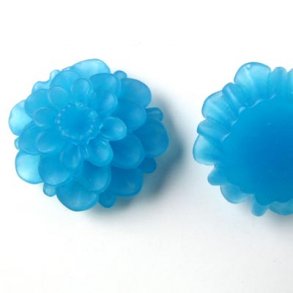 Resin Dahlie, groß, gefrostet, blau, 20x12mm, 1 Stk.