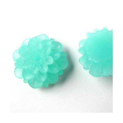 Resin dahlia, stor frosted turkis, 20x12mm, 1stk
