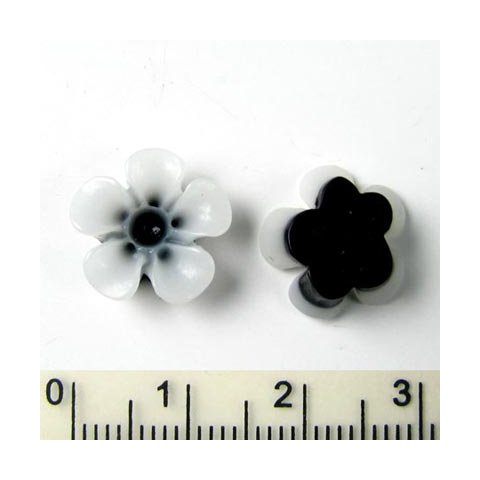 Resin, Blumen, schwarz/wei&szlig;, 13x5 mm, 2 Stk.