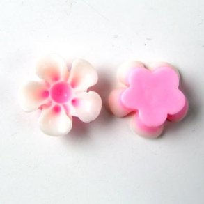 Resin, Blumen, rosa/weiß, 13x5 mm, 2 Stk.