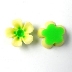 Resin, Blumen, grün/gelb, 13x5 mm, 2 Stk.