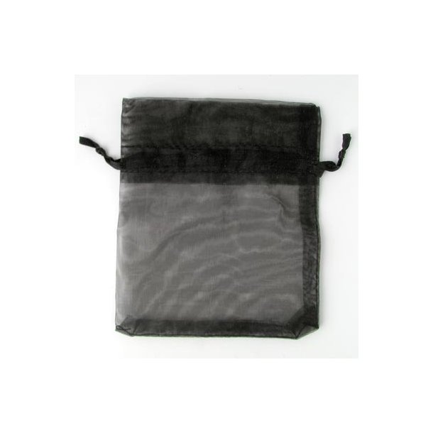 Jewellery bags, extra large, black organza, 17x13 cm, 10pcs