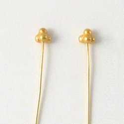 Nietstifte mit 4 Kugeln, extra starker Draht, vergoldetes Silber, 52x0,7 mm, 4 Stk