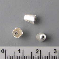 Tulpen Perlenschalen, versilbertes Messing, matt, 7x6 mm, 6 Stk.