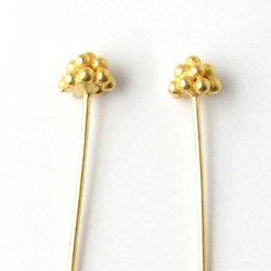 Nietstifte mit groem Beerenkopf, vergoldetes Silber, 45x0,5 mm, 4 Stk