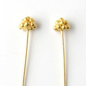 Nietstifte mit groem Beerenkopf, vergoldetes Silber, 45x0,5 mm, 4 Stk