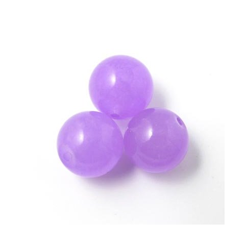 Jade bead, violet, round, 12mm. 6pcs.