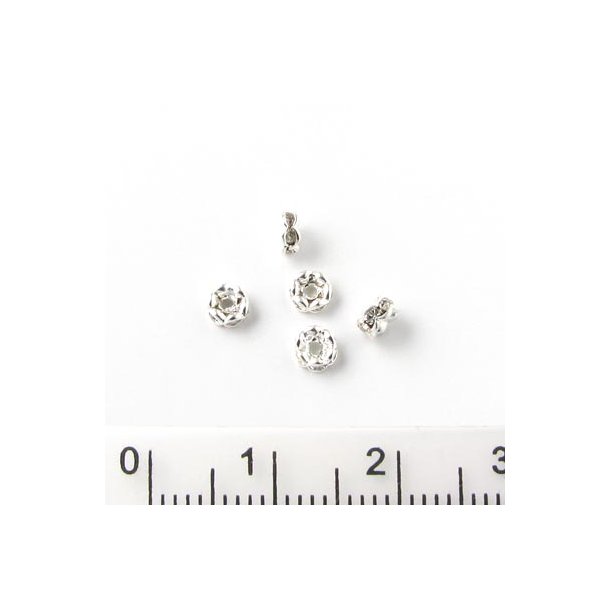 Crystal connector bead, AB / transparent-rainbow-shimmering, 4x2mm, 6pcs.